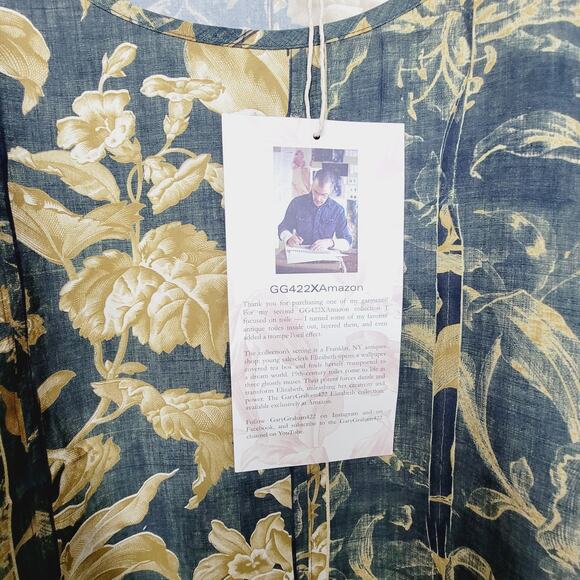 *NEW* Gary Graham GARYGRAHAM422 "Army Floral" Scoop Neck Cocoon Top - Large - Picture 4 of 7